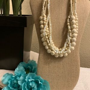 3/$30 Multi-stranded Chunky Bold Cluster White/Cream Bohemian Versatile Necklace